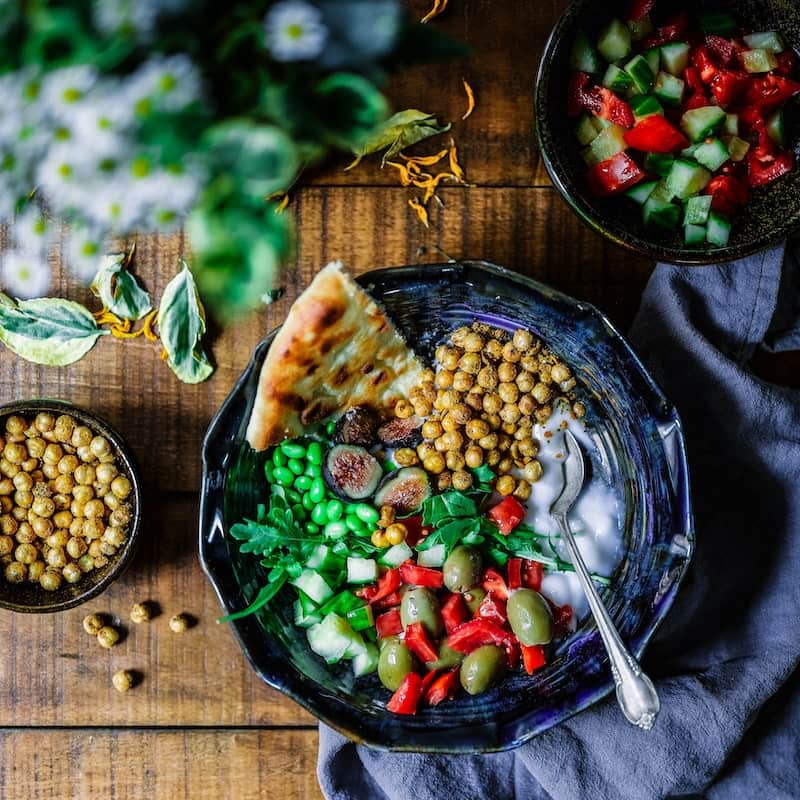 Photo of beautiful and tasty arranged food items