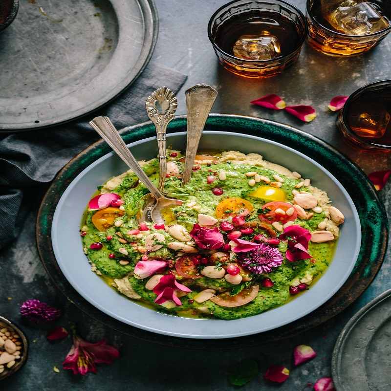 Photo of beautiful and tasty arranged food items